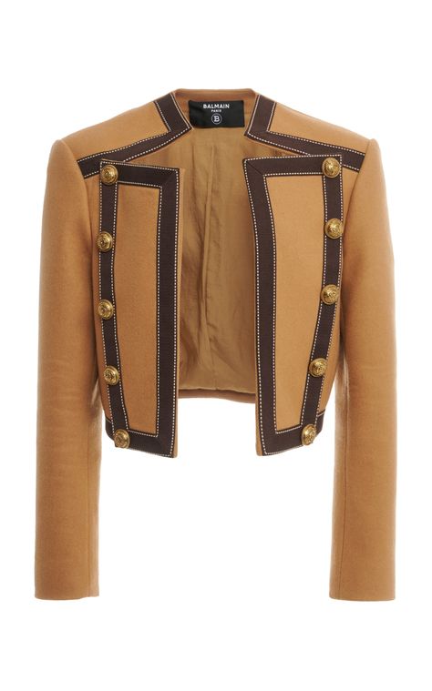 Grosgrain-Trimmed Wool-Cashmere Jacket by BALMAIN Now Available on Moda Operandi Cropped Military Jacket, Balmain Jacket, Balmain Fashion, Balmain Collection, Cashmere Jacket, Casual Tops For Women, Mode Vintage, Military Fashion, Crop Jacket