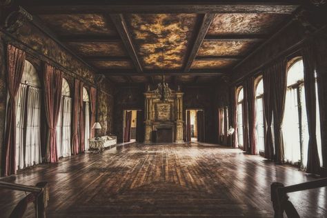 Ballroom Ballroom Aesthetic Dark, Gothic Manor Interior, Gothic Ballroom, Gothic Victorian Aesthetic, Castle Ballroom, Victorian Ballroom, Manor Aesthetic, Ballroom Aesthetic, Howey Mansion