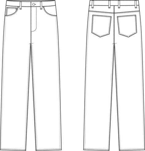 Mens Fashion Template, Jeans Flat Sketch, Garments Illustration, Pants Technical Drawing, Pants Template, Pants Mockup, Stussy Wallpaper, Jeans Drawing, Custom Pants