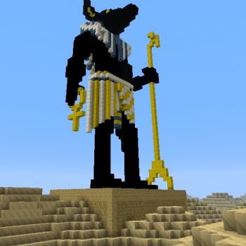 Minecraft Anubis Statue, Minecraft Zombie Statue, Minecraft Pyramid Design, Minecraft Egyptian Builds, Egypt Minecraft, Minecraft Pyramid, Minecraft Desert House, Minecraft Desert, Anubis God