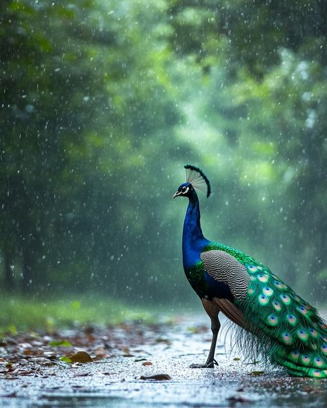 A Peacock in the rains #peacockinrains #forestrains #forestpeacock Peacock Dancing In Rain, Peacock Photos, Rain Art, Dancing In The Rain, Aesthetic Art, Dancing, Forest, Wallpapers, Collage