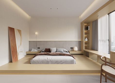 Bedroom Design Japanese, Japanese Bedroom Decor, Modern Japanese Bedroom, Bedroom Japanese Style, Apartemen Studio, Japanese Bedroom, Unique Bedroom Design, Japanese Home Design, Small Room Design Bedroom