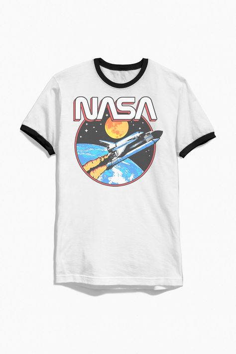 Off Logo, Alien Clothes, Nasa Clothes, Rainbow Logo, Space Shirts, Lift Off, Mens Fashion Streetwear, Ringer Tee, Custom Tees