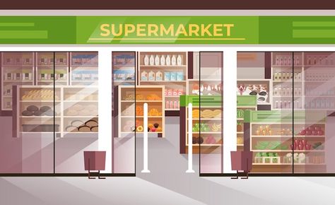 Outside Food, Food Supermarket, Center Ideas, Sakura Card, Shopping Stores, On The Shelf, Jpg File, Elf On The Shelf, Premium Vector