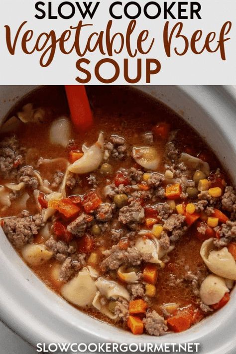 Beef Soup Slow Cooker, Slow Cooker Vegetable Beef Soup, Meal In A Bowl, Soup Slow Cooker, Ground Recipes, Slow Cooker Creamy Chicken, Recipe Using Chicken, Vegetable Beef Soup, Soup Recipes Slow Cooker