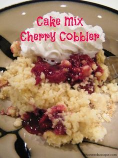 Cake Mix Cherry Cobbler, Filling Desserts, Easy Cherry Cobbler, Cake Mix Cobbler, Pan Desserts, Cherry Cobbler Recipe, Weight Watcher Desserts, Boxed Cake Mixes Recipes, Canning Cherry Pie Filling