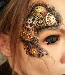 Burn Face Makeup, Burn Makeup Special Effects, Clock Makeup, Gear Makeup, Burn Makeup, Steampunk Makeup, Effects Makeup, Mad Science, Punk Aesthetic