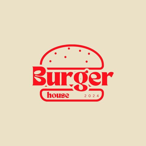 Hamburger Logo Design, Fast Food Logo Design Ideas, Burger Logo Ideas, Burger Shop Logo, Burger Restaurant Logo, Burger Logo Design, Sweet Burger, Red Burger, Vegan Kebab