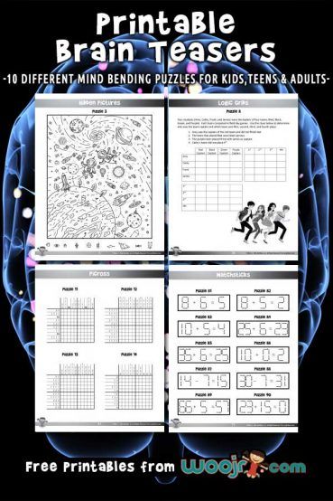 Printable Brain Teasers for Kids Logic Games Brain Teasers, Fun Worksheets For Teens, Brain Puzzles For Kids, Logic Puzzles For Kids Free Printable, Right Brain Activities Kids, Fun Printable Activities For Kids, Brain Activity Games, Brain Teasers And Answers, Logic Puzzles For Kids