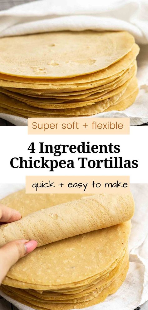 Chickpea Flour Recipes, Baking Powder Uses, Chick Pea, Tortilla Recipe, Chickpea Recipes, Vegan Bread, Chickpea Flour, Daily Recipes, 4 Ingredient