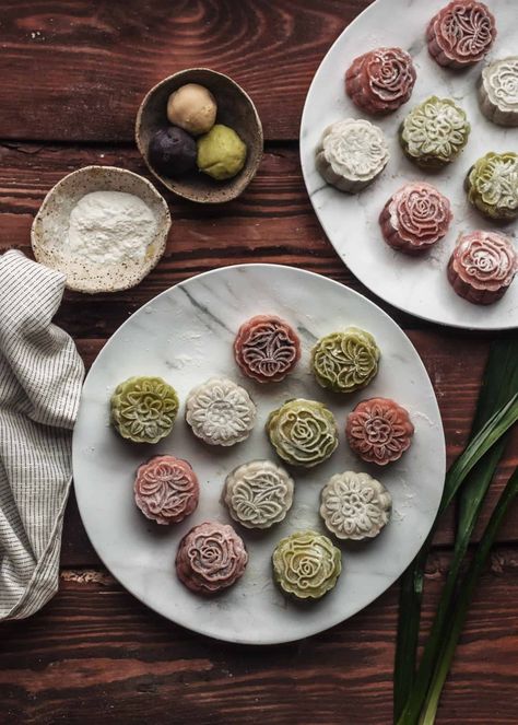 Snowskin Mooncakes 冰皮月饼 (Vegan) - The Plant-Based Wok Snowskin Mooncake, Refined Coconut Oil, Purple Sweet Potatoes, Potato Puree, Mooncake, Matcha Powder, Bean Paste, Mid Autumn, Mid Autumn Festival