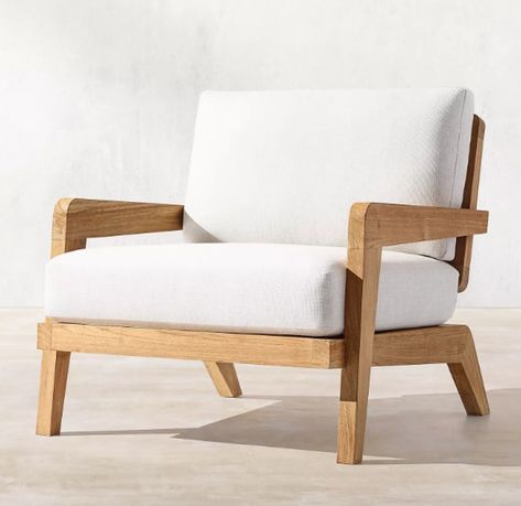 Greece-Inspired Decor Is Taking Over Summer's Collections Wooden Chair Plans, Sofa Santai, Chair Design Wooden, Teak Lounge Chair, Wooden Patios, Wooden Armchair, Teak Sofa, Simple Furniture, Minimalist Furniture