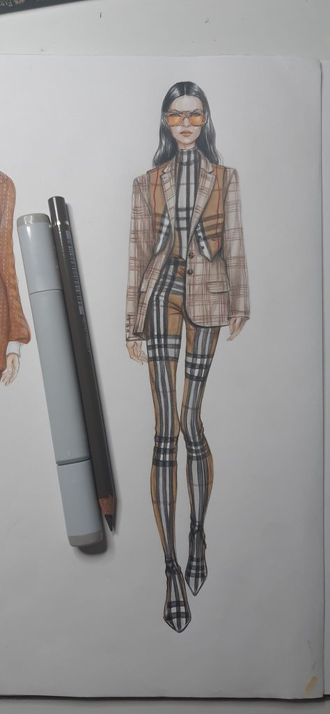 Fashion illustration 
Drawing 
Markers Fashion Illustration With Markers, Fashion Illustration Marker, Burberry Illustration, Marker Fashion Illustration, Copic Marker Drawings, Copic Marker, Illustration Fashion Design, Marker Drawing, Art Appreciation