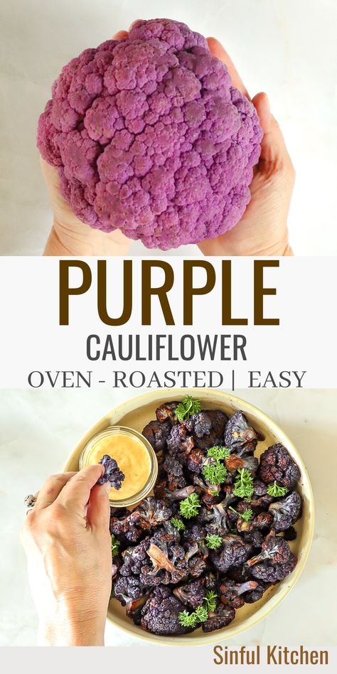 Easy side dish | cauliflower recipes | cauliflower soup | heathy | vegan | Christmas | Thanksgiving | Holidays Purple Cauliflower Recipe, Recipes Cauliflower, Vegetable Side Dishes Healthy, Purple Cauliflower, Roasted Cauliflower Recipes, Easy Cauliflower, Cauliflower Recipe, Healthy Vegetable, Side Dish Recipes Easy