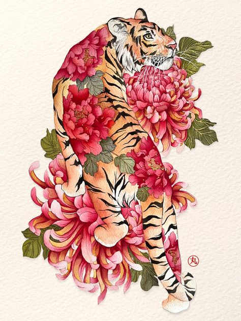 Tiger Artwork, Midnight Rose, Tattoos For Black Skin, Pretty Tattoos For Women, Tattoo Design Book, Cute Tattoos For Women, Tiger Art, Year Of The Tiger, Tiger Tattoo