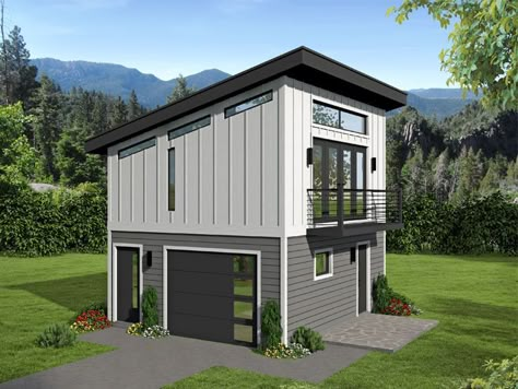 Garage Plan with Flex Space, 062G-0145 Garage Adu, Garage Plans With Loft, Garage Apartment Plan, House Plan With Loft, Apartment Plan, Carriage House Plans, House With Balcony, Garage Loft, Garage Apartment Plans