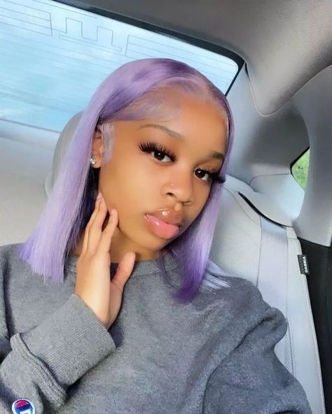 18th Bday Photoshoot Ideas, Bday Photoshoot Ideas, Frontal Install, Extended Ponytail, Purple Bob, Wig Inspiration, Low Ponytail Hairstyles, Colorful Wig, Wigs Braids