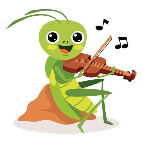 Grasshopper Cartoon, Grasshopper Pictures, Journal Sketches, Photo Booth Design, Guitar Vector, Playing Violin, Christmas Tree On Table, The Cartoon, Cute Clipart