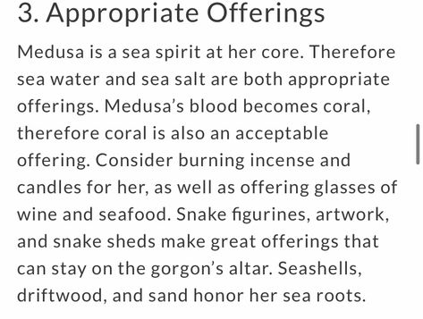 Offerings To Medusa, How To Worship Medusa, Medusa Deity Offerings, Offerings For Medusa, Medusa Deity Work, Medusa Altar Ideas, Cow Tongue Spell, Working With Medusa Witchcraft, Working With Medusa