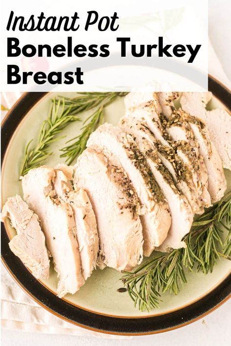 Here's how to make Instant Pot Boneless Turkey Breast that is perfect for a holiday meal or a normal weekly meal prep. Cooked turkey is easy to slice and serve as a meal with your favorite side dishes, or on a sandwich. You can also shred the cooked turkey and use it in soups or tacos. This is a great Thanksgiving meal for a small gathering. Turkey Instant Pot, Instant Pot Turkey Breast, Instapot Ideas, Small Turkey, Easy Thanksgiving Dinner, Instant Pot Turkey, Turkey Roast, Cooking Turkey Breast, Keto Thanksgiving