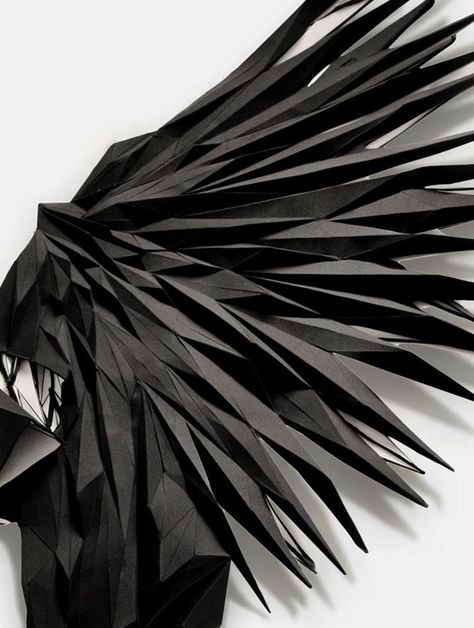 Luke Tattoo, Polygonal Art, Ange Demon, Body Adornment, Black Wings, Art Japonais, 3d Texture, Kirigami, Paper Sculpture