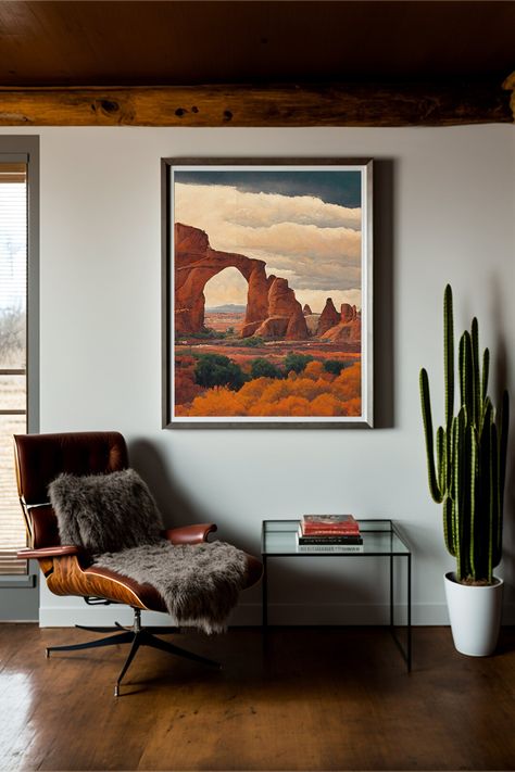 Utah Desert Landscape 1 Western Southwestern Decor Desert - Etsy Wild West Landscape, Commercial Bathroom, Utah Desert, Mexican Hacienda, Southwestern Home, Reading Nooks, Southwest Decor, Modern Landscape, Modern Western