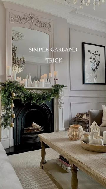 Mantlepiece Garland Christmas, Hanging Garland On Mantle, Christmas Garland On Mantle, Mantle Garland Christmas, Easy Mantle, Garland On Mantle, Diy Drapes, Christmas Garland Mantle, Christmas Styling