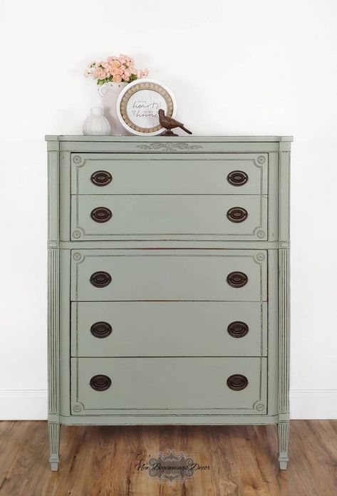 Annie Sloan Chalk Painted Chest of Drawers/Bedroom | Etsy Chalk Painted Dressers, Chalk Paint Nightstand Ideas, Anne Sloan Painted Furniture, Painting Old Furniture Ideas, Chalk Paint Chest Of Drawers, Sage Green Dresser, Green Painted Dresser, Dresser Green, Updated Furniture