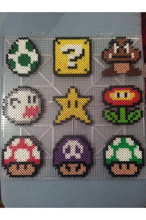 Mario perler Perler Bead Magnets, Hama Beads Mario, Hama Mario, Perler Beads Ideas, Perler Bead Mario, Hama Art, Melty Bead Patterns, Pearl Beads Pattern, Fuse Bead Patterns