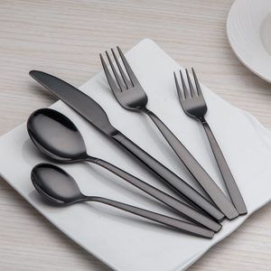 Top 10 Best Black Silverware Sets in 2020 Reviews Black Silverware, Black Cutlery, Black Flatware, Stainless Steel Silverware, Service Kitchen, Cool Mirrors, Cutlery Sets, Stainless Steel Flatware, Black Plates