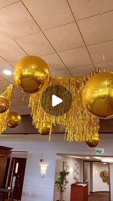 Balloon Decorations and Event Rentals Palm Beach | Sometimes all you need is gold fringe🥰🥰🥰

A full tutorial is available in the subscription section.

#balloons #fringe #ceilingdecor | Instagram Balloon With Fringe, Fringe Ceiling Decor, Ceiling Decorations For Party, Ceiling Fringe, Nye Balloons, House Party Ideas, Draping Ideas, Balloon Ceiling, Ceiling Draping