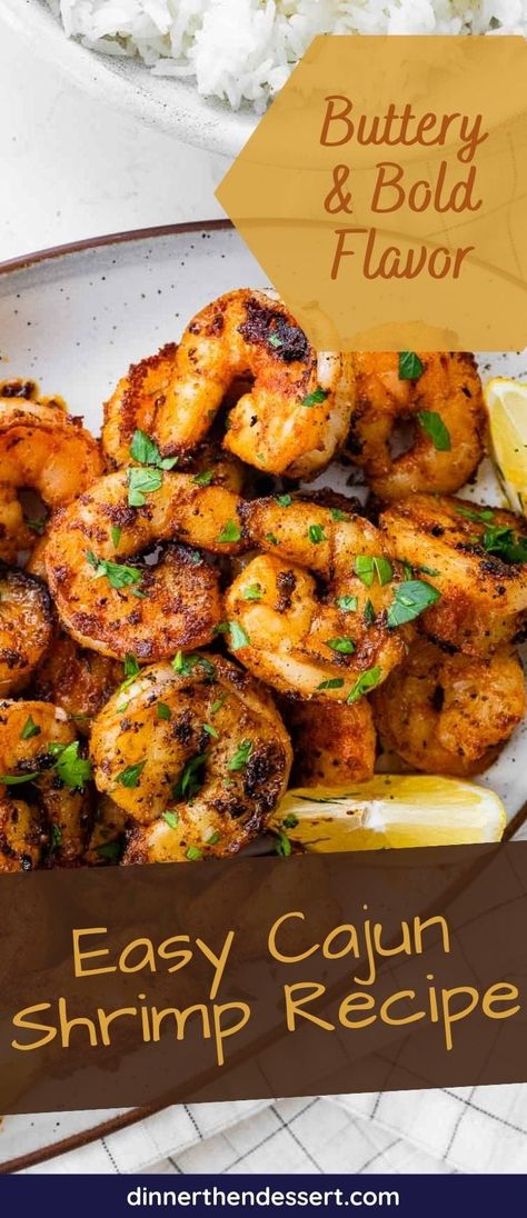 Cajun Shrimp is a quick and easy seafood dish of tender, juicy shrimp tossed in a homemade seasoning with bold spices and sauteed in butter. Seared Shrimp Recipes, Cajun Shrimp Scampi, Oven Shrimp Recipes, Creamy Cajun Shrimp Pasta, Cajun Shrimp Recipes, Flavorful Shrimp, Cajun Shrimp Pasta, Mushroom Recipes Pasta, Homemade Seasoning