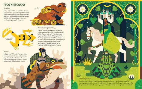 Fanatical About Frogs - Owen Davey Illustration Irish Graphic Design, Irish Myths, Revolution Design, Owen Davey, Golden Frog, Sketch Board, Zoo Design, Types Of Monkeys, Monkey Drawing