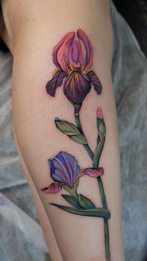 #iris #fleurdelis #aesthetic #tattoo #minsktattoo #instagram #sketch #botanical #art #tattoosforwomen Neo Traditional Iris Tattoo, Blue Tulip Tattoo, Black Iris Tattoo, Small Violet Flower Tattoo, Snap Dragon Tattoo, Sketch Botanical, Purple Tattoo, Violet Flower Tattoos, Cool Flowers