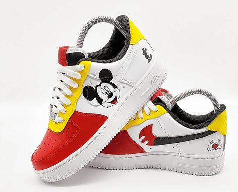 Mickey Mouse custom nike air force 1 Custom Air Force 1 Cartoon Characters, Mickey Mouse Air Force 1, Shoe Customization, Custom Baby Shoes, Customize Shoes, King Pictures, Dressy Sneakers, Mickey Mouse Shoes, Nike Air Max Pink