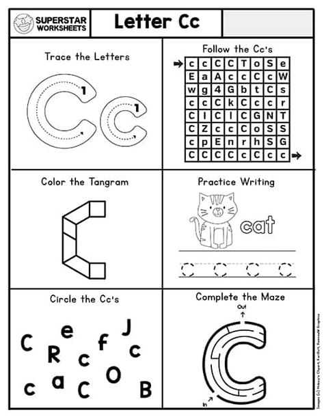 Letter C Worksheets - Superstar Worksheets C Worksheet, Letter C Activities, Letter C Worksheets, Letter P Worksheets, Free Alphabet Printables, Letter Maze, Free Printable Alphabet Worksheets, Cursive Worksheets, Letter B Worksheets