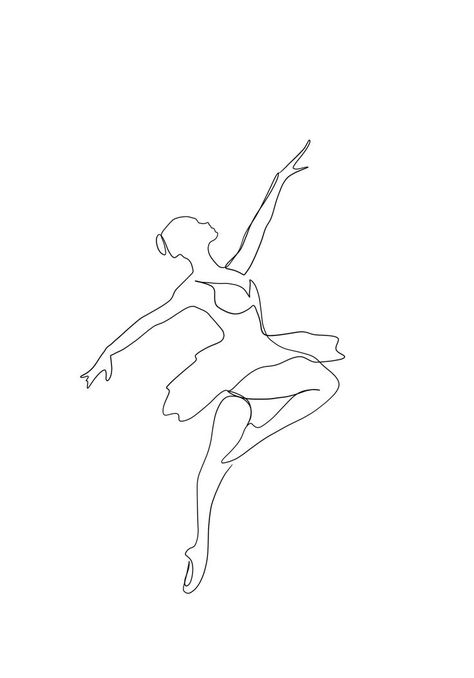 Continuous line drawing of ballerina Drawing Of Ballerina, Ballerina Line Art, Drawing Ballerina, Ballerina Drawing, Home Paintings, Cute Tattoo Ideas, Cute Tattoo, Simple Line Drawings, Continuous Line Drawing