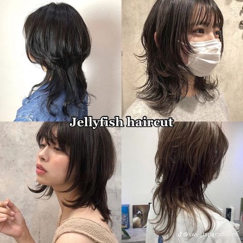 Jellyfish Haircut Round Face, Jellyfish Haircut 360, Short Jellyfish Hair, Haircut References, Jellyfish Cut, Diff Aesthetics, Pinterest Short Hairstyles, Jellyfish Haircut, Long Hair Cuts Straight