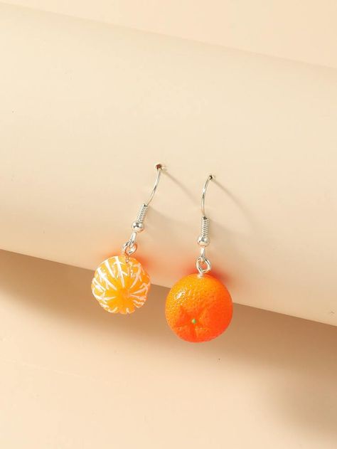 Free Returns ✓ Free Shipping On Orders $49+ ✓. Fruit Charm Drop Earrings- Earrings at SHEIN. Crazy Earrings, Marceline And Bubblegum, Rave Accessories, Earrings Aesthetic, Fruit Jewelry, Orange Earrings, Magical Jewelry, Orange Design, Orange Fruit