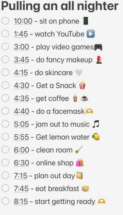 Stuff To Do At Night, All Nighter Routine, How To Do An All Nighter, Things To Do To Pull An All Nighter, Things To Do While Pulling All Nighter, All Nighter Ideas By Yourself, What To Do When Pulling An All Nighter By Yourself, All Nighter Tips, Fun Things To Do While Pulling An All Nighter