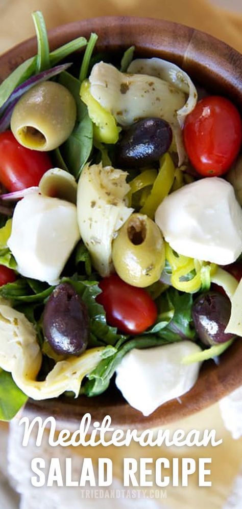 Artichoke Olive Salad, Artichoke Mozzarella Salad, Greek Artichoke Salad, Marinated Artichoke Salad, Salads With Olives, Recipes With Marinated Artichokes, Marinated Artichoke Recipes, Mediterranean Salad Recipes, Mediterranean Olives