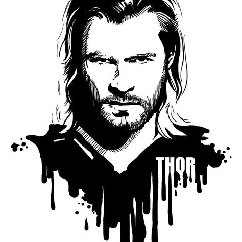 Thor Drawing, Marvel Art Drawings, Thor Art, Avengers Drawings, Marvel Drawings, Image Svg, Ipad 3, Silhouette Stencil, Affordable Art Prints