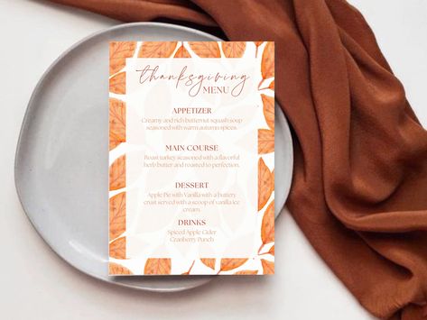 Pumpkin Menu, Fall Dinner Menu, Thanksgiving Menu Template, Dinner Menu Template, Thanksgiving Templates, Cranberry Punch, 2023 Printable, Menu Printable, Thanksgiving Dinner Menu