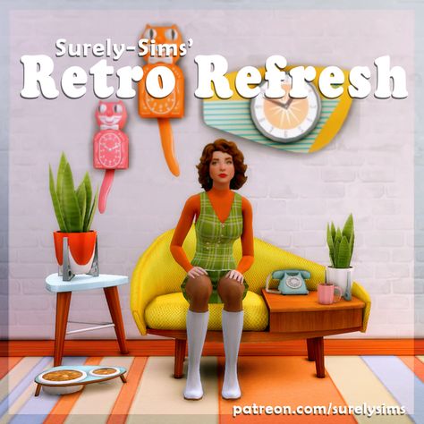 Retro Refresh - A Mini Atomic Object Pack | Surely-Sims on Patreon Sims 4 Decades Challenge, Sims Packs, Sims 4 Studio, Sims 4 Mm Cc, Sims 4 Expansions, Sims 4 Cc Folder, Sims 4 Gameplay, Sims 4 Mm, Sims Four