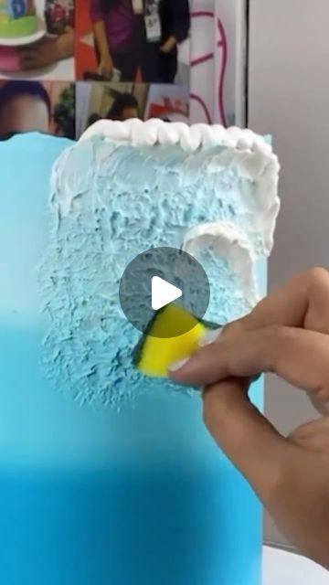 Easy Beach Birthday Cake, Easy Stitch Cake Ideas, Cakes Videos Decorating, Waves Cake Design, Shades Of Blue Birthday Cake, How To Make Waves On A Cake, Jaws Cake Ideas, Beach Cakes Ideas, Two The Sea Birthday Cake