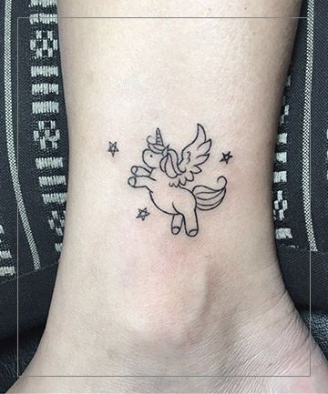 Small Unicorn Tattoo, Tiger Tattoo Thigh, Unicorn Tattoo Designs, Cute Animal Tattoos, Unicorn Tattoo, Tattoo Finger, Bird Tattoos, Unicorn Tattoos, Special Tattoos