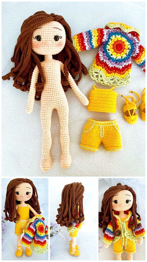 Crochet Doll Clothes Free Pattern, Crochet Doll Clothes Patterns, Doll Amigurumi Free Pattern, Crochet Doll Tutorial, Doll Patterns Free, Crochet Dolls Free Patterns, Pola Amigurumi, Crochet Amigurumi Free Patterns, Crochet Amigurumi Free