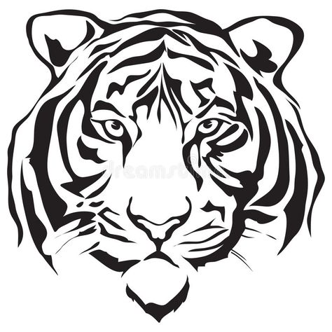 Tigre de la cara Tiger Stencil, Tiger Face Tattoo, Tiger Silhouette, Volleyball Ideas, Portrait Embroidery, Tiger Drawing, Tiger Face, White Drawing, Tiger Tattoo