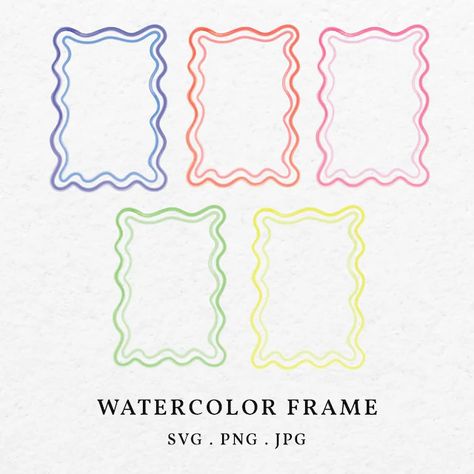 NookPaper - Etsy Wedding Borders Frames, Art For Wedding, Border Drawing, Fun Borders, Scalloped Frame, Watercolor Border, Colorful Borders, Colorful Frames, Christmas Pink