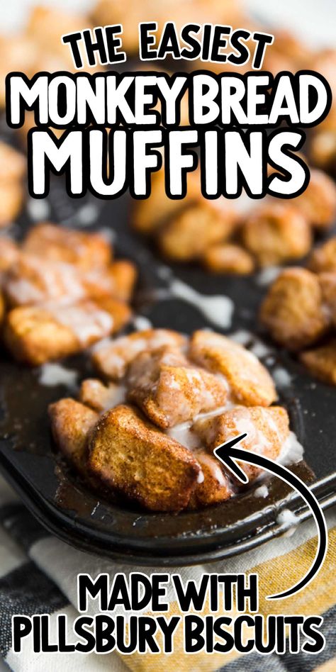 Monkey Bread Muffins Pillsbury, Monkey Bread In Muffin Tins, Monkey Bread Muffins Easy, Mini Monkey Bread Muffins, Small Batch Monkey Bread, Monkey Bread Cupcakes, Gooey Monkey Bread, Mini Monkey Bread, Bread Muffins Recipe